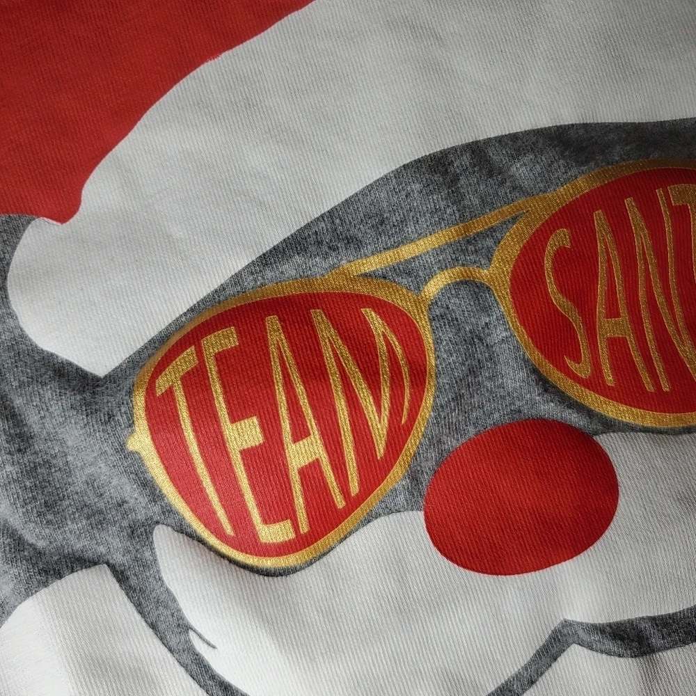 Carter's Kid Size 5/5A Gray Team Santa Cotton Graphic Print Long Sleeve Tee NWOT